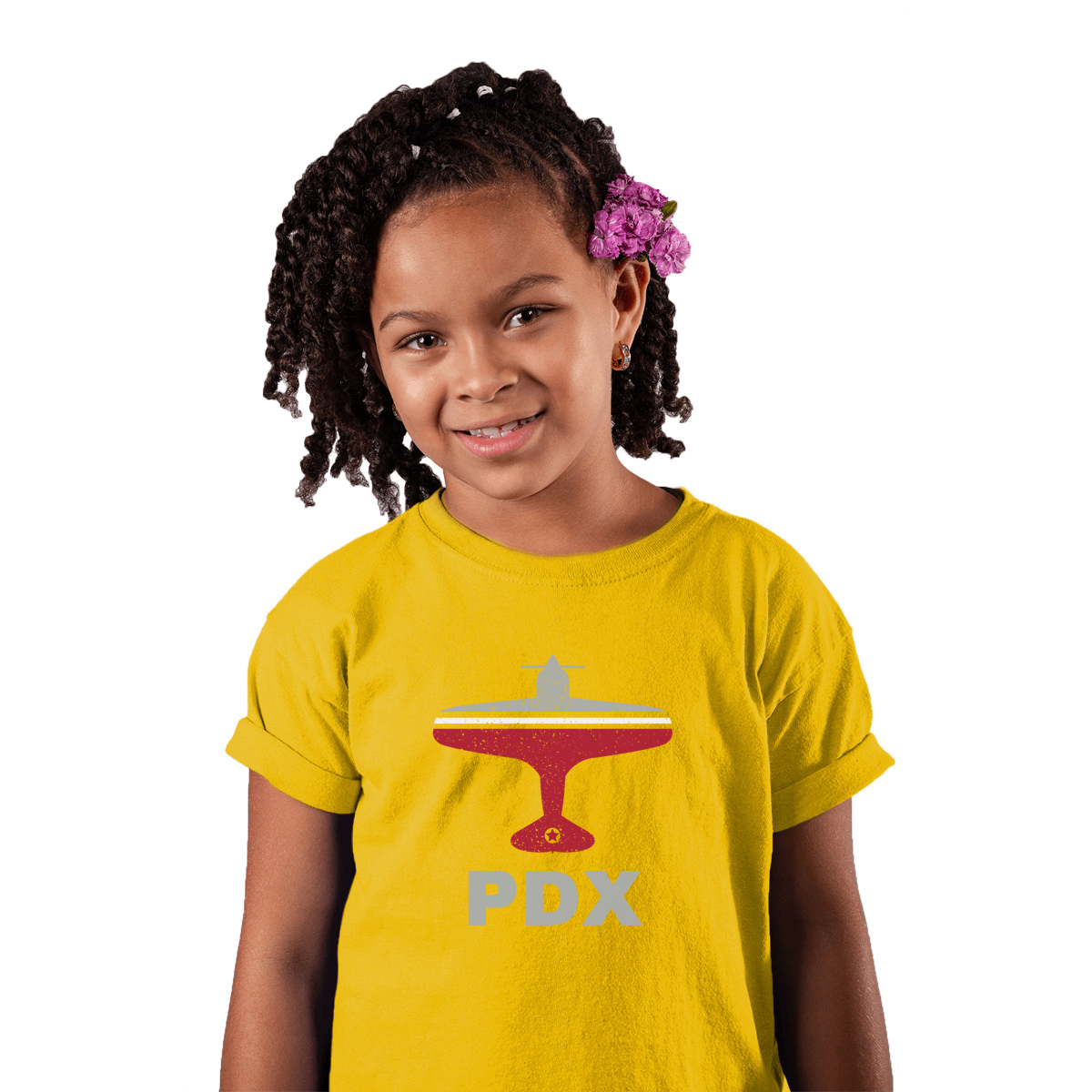 Fly Portland PDX Airport  Kids T-shirt | Yellow