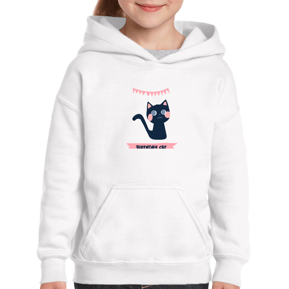 Birthday Cat Kids Hoodie | White