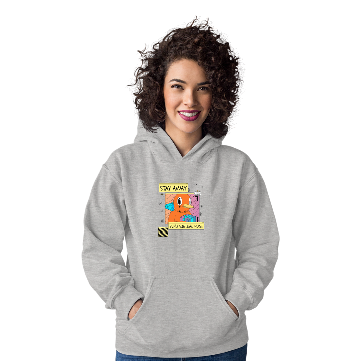 Stay Away Send Virtual Hugs Unisex Hoodie | Gray