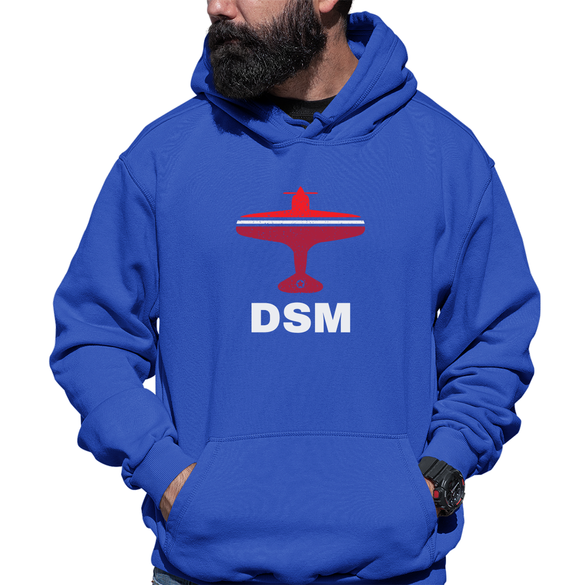 Fly Des Moines DSM Airport Unisex Hoodie | Blue