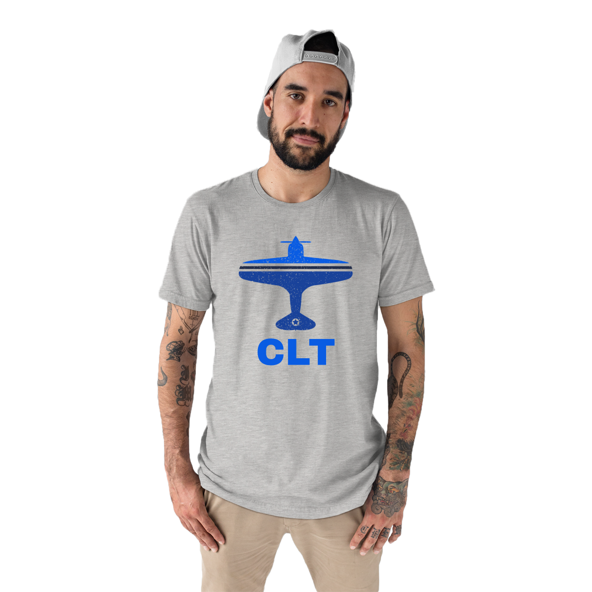 Fly Charlotte CLT Airport Men's T-shirt | Gray