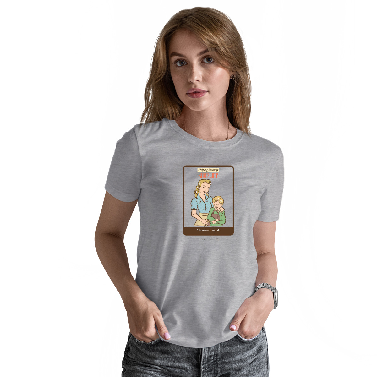 Helping Mommy Shoplift  Women's T-shirt | Gray