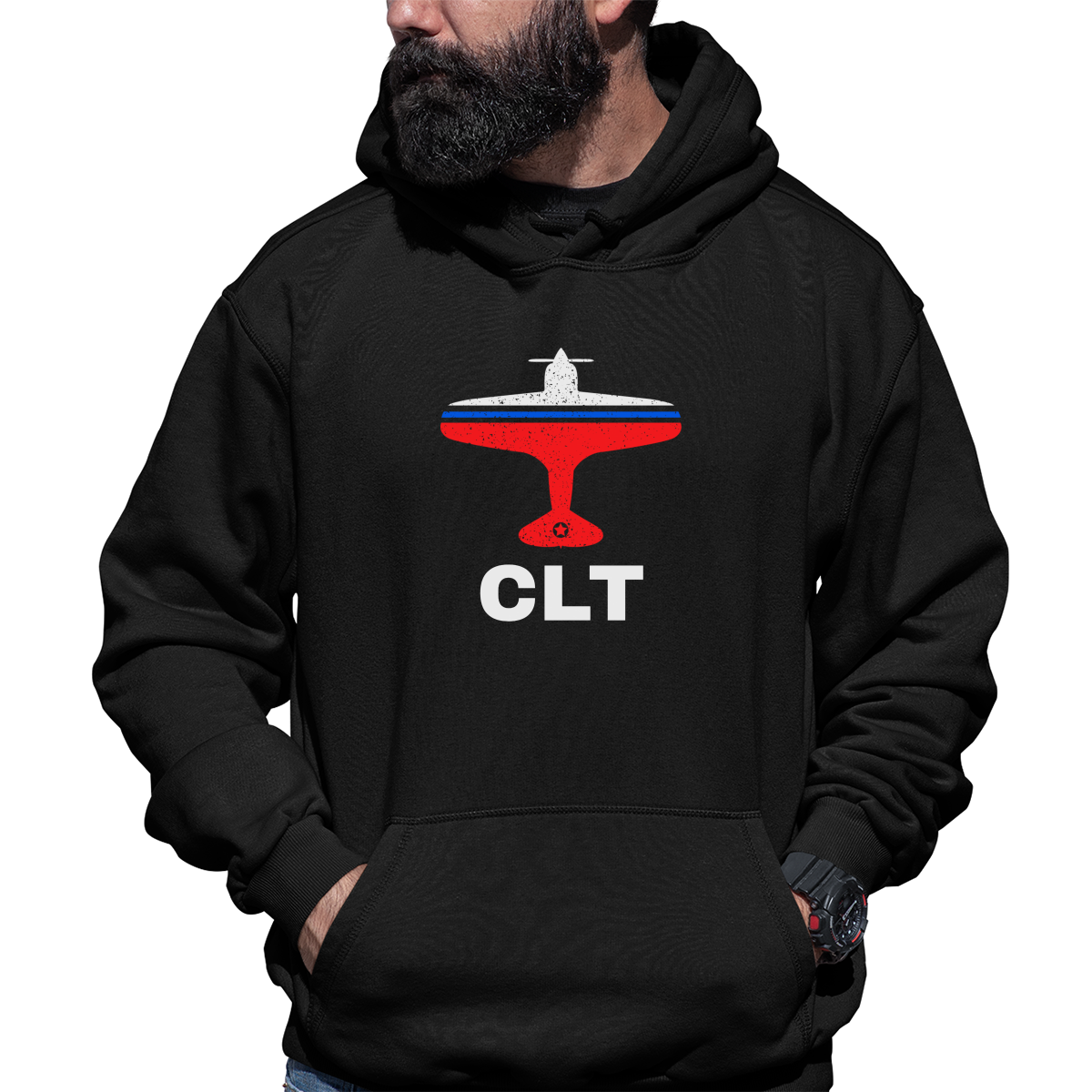 Fly Charlotte CLT Airport Unisex Hoodie | Black