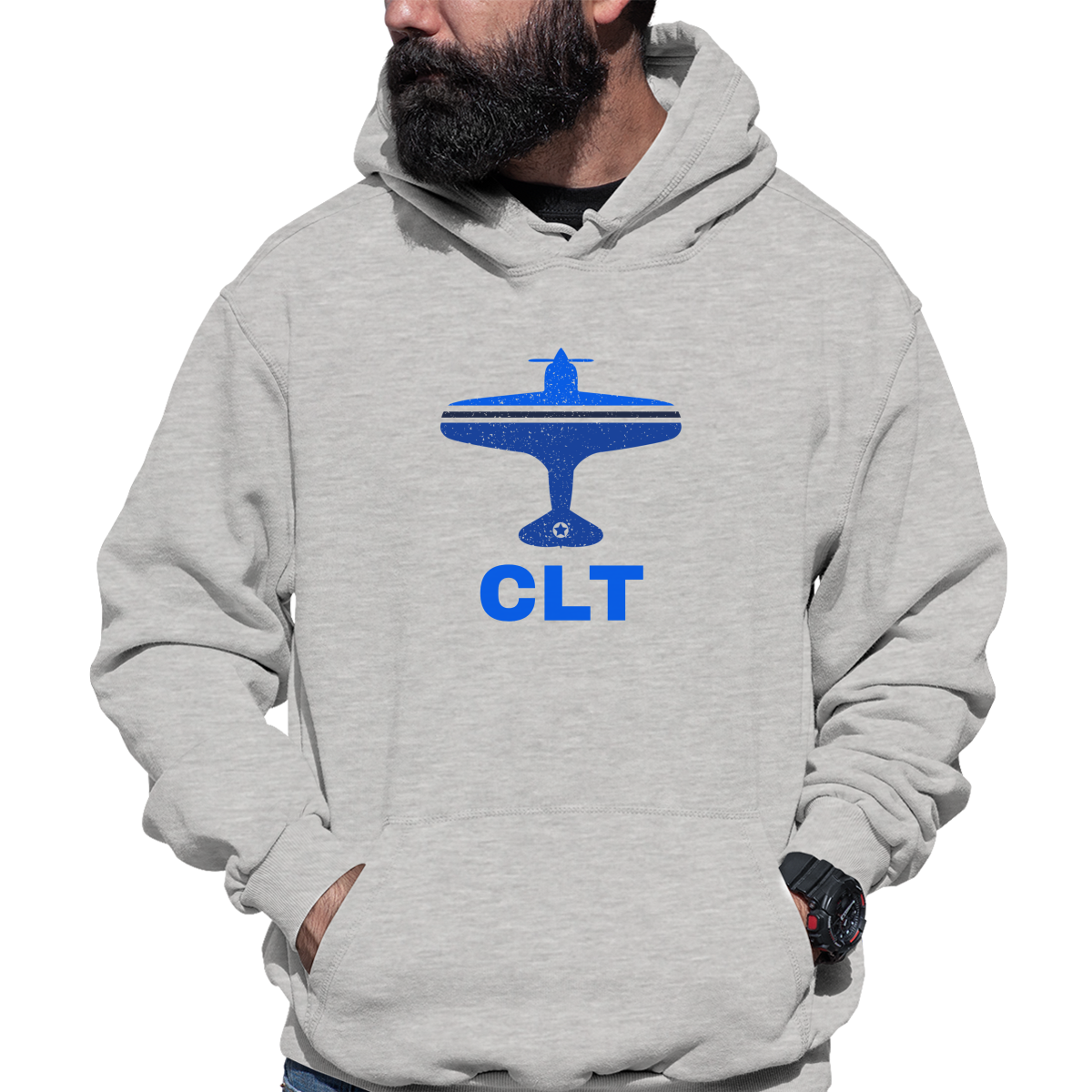 Fly Charlotte CLT Airport Unisex Hoodie | Gray