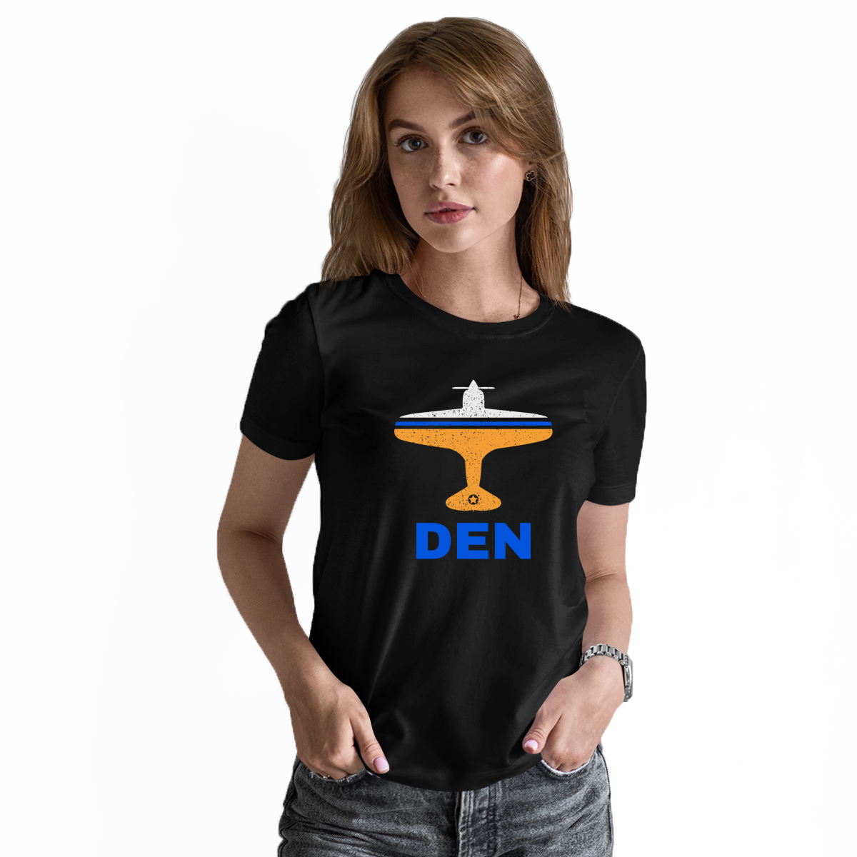 Fly Denver DEN Airport Women's T-shirt | Black