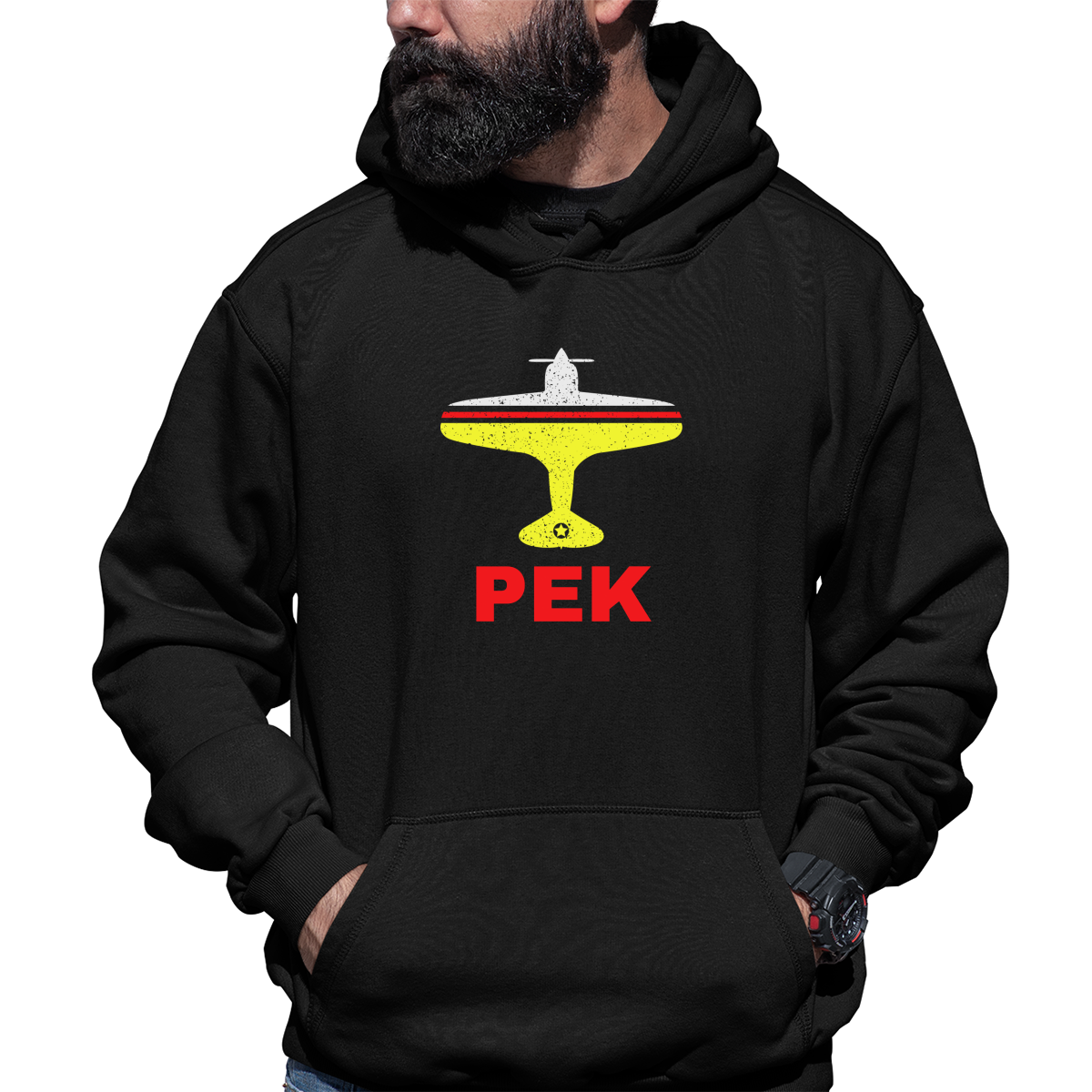 Fly Beijing PEK Airport Unisex Hoodie | Black