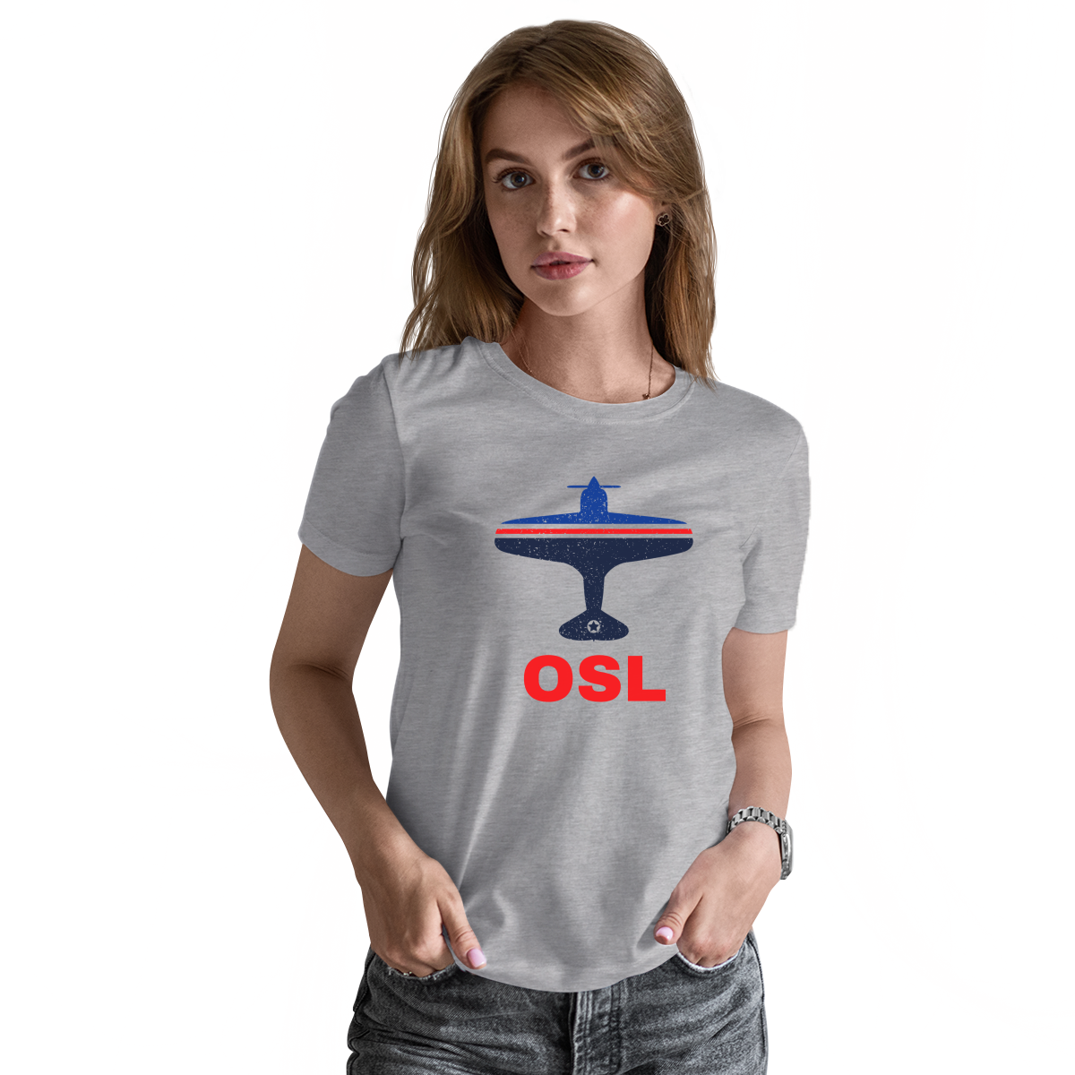 Fly Oslo OSL Airport  Women's T-shirt | Gray