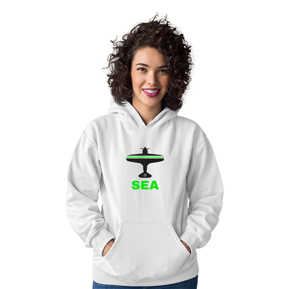 Fly Seattle SEA Airport Unisex Hoodie | White