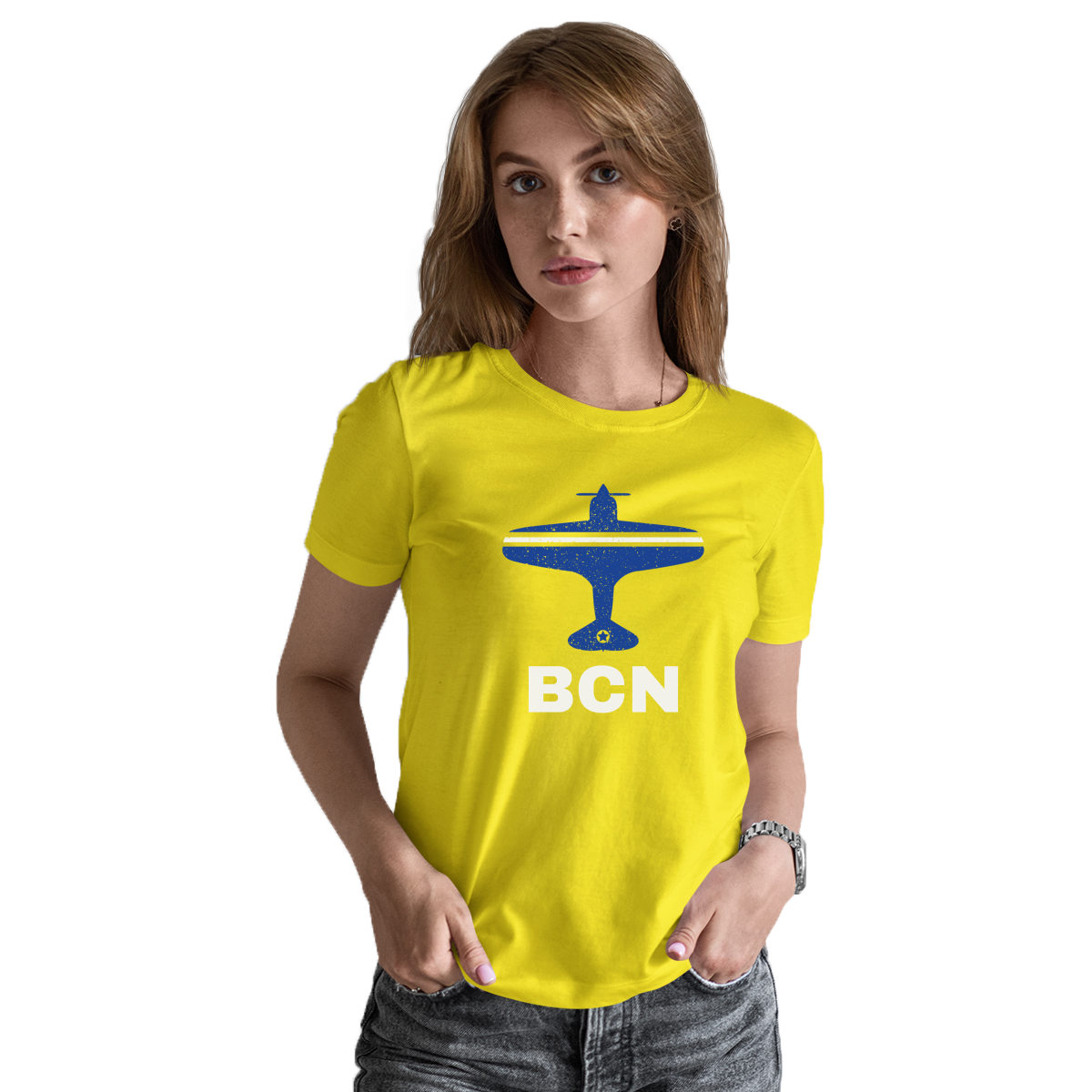 Fly Barcelona BCN Airport Women's T-shirt | Yellow