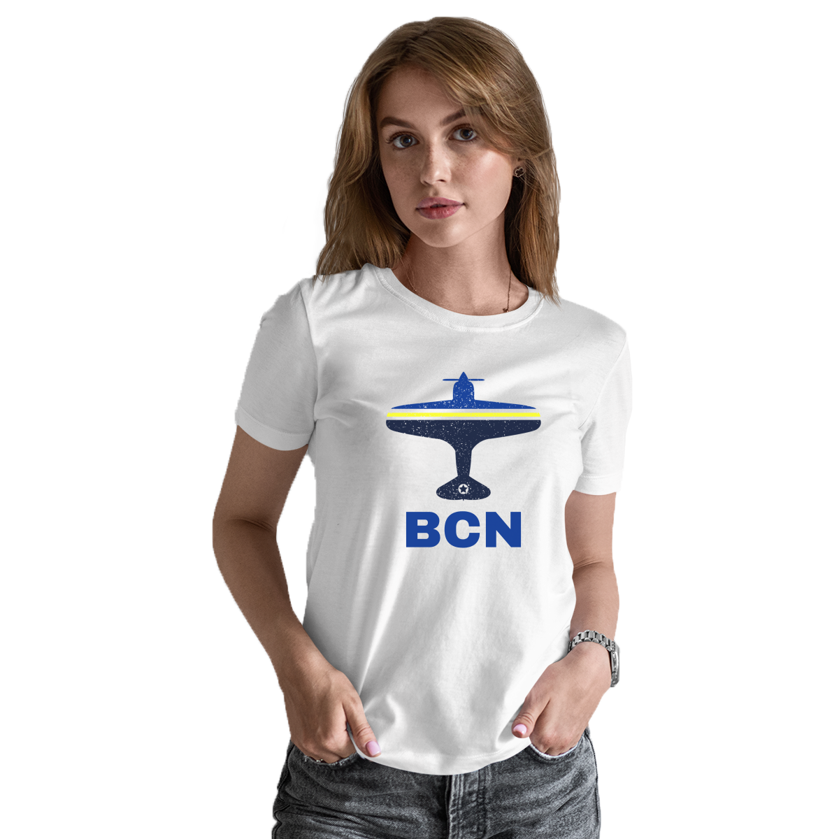 Fly Barcelona BCN Airport Women's T-shirt | White