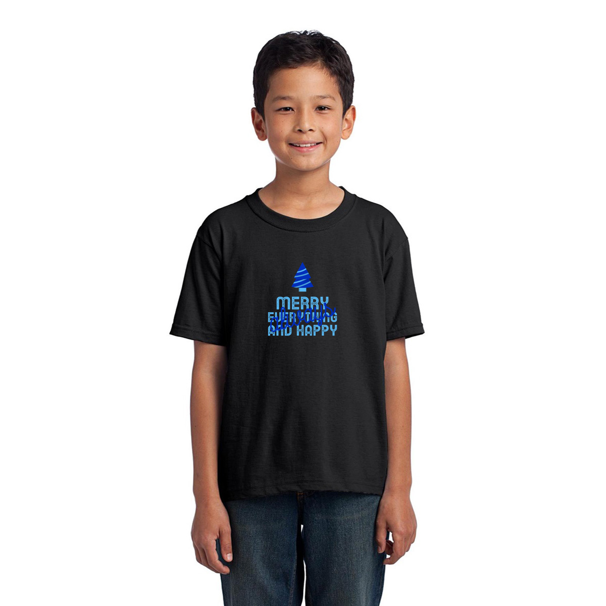 Always Merry Everything and Happy Kids T-shirt | Black