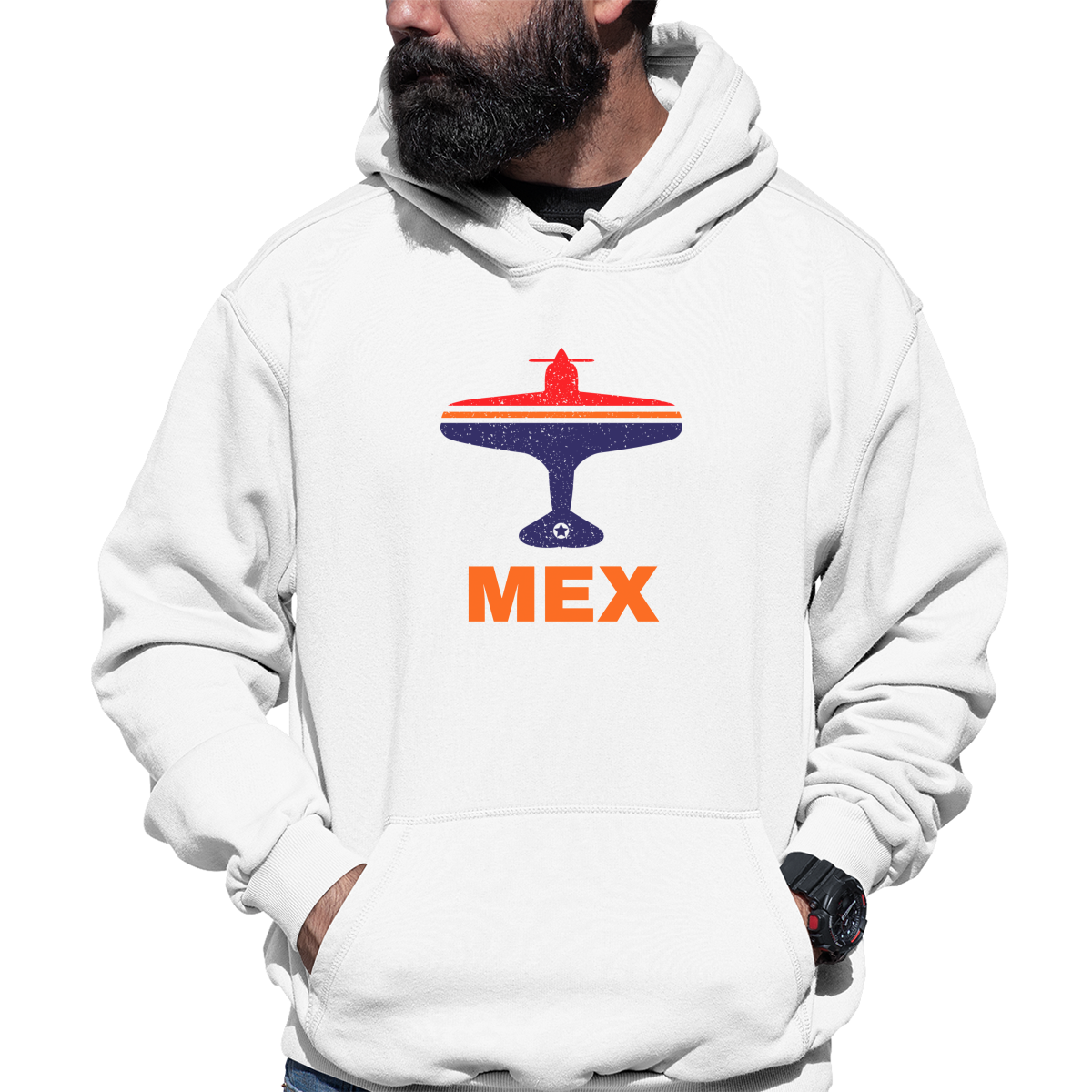 Fly Mexico City MEX Airport  Unisex Hoodie | White