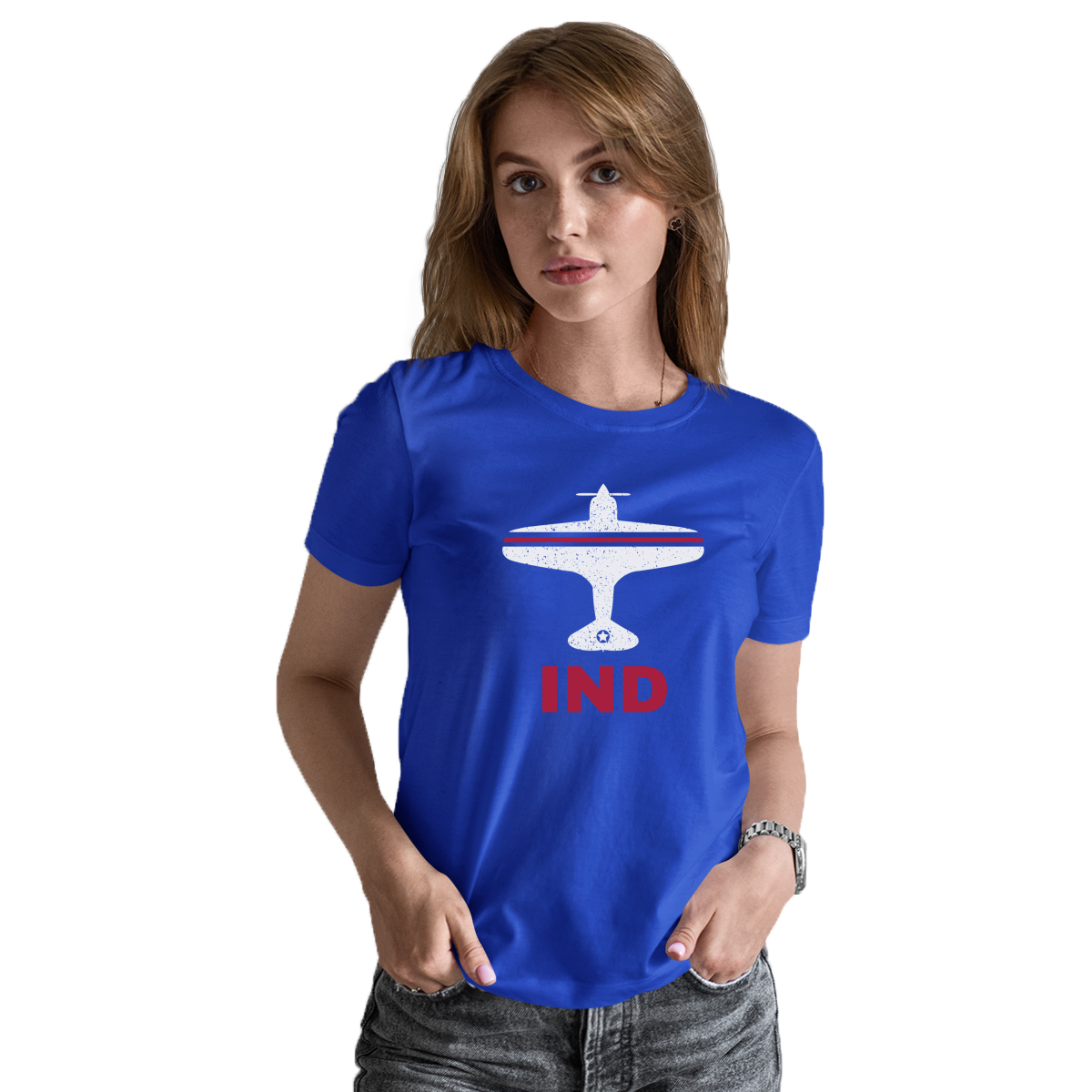 Fly Indianapolis IND Airport Women's T-shirt | Blue