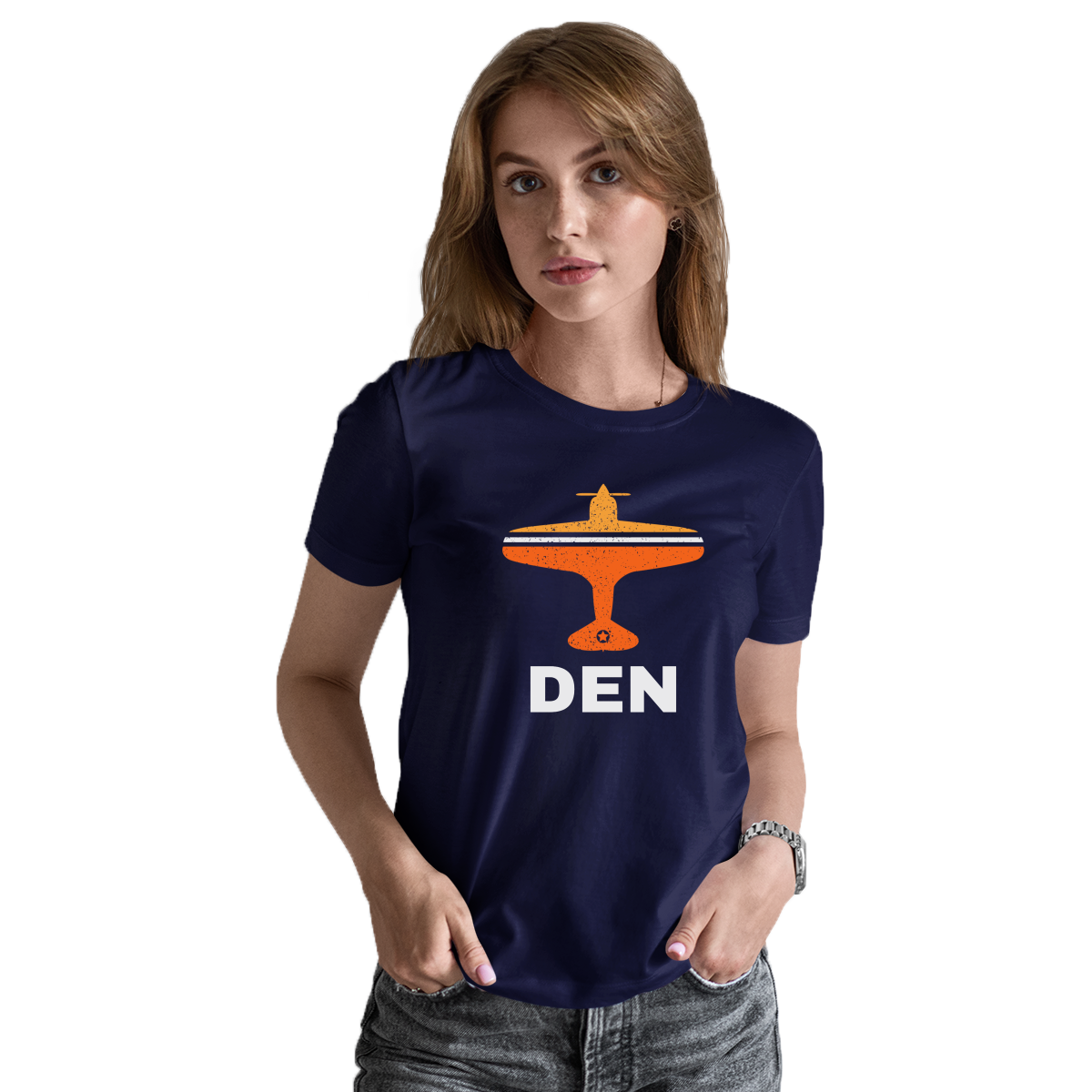 Fly Denver DEN Airport Women's T-shirt | Navy