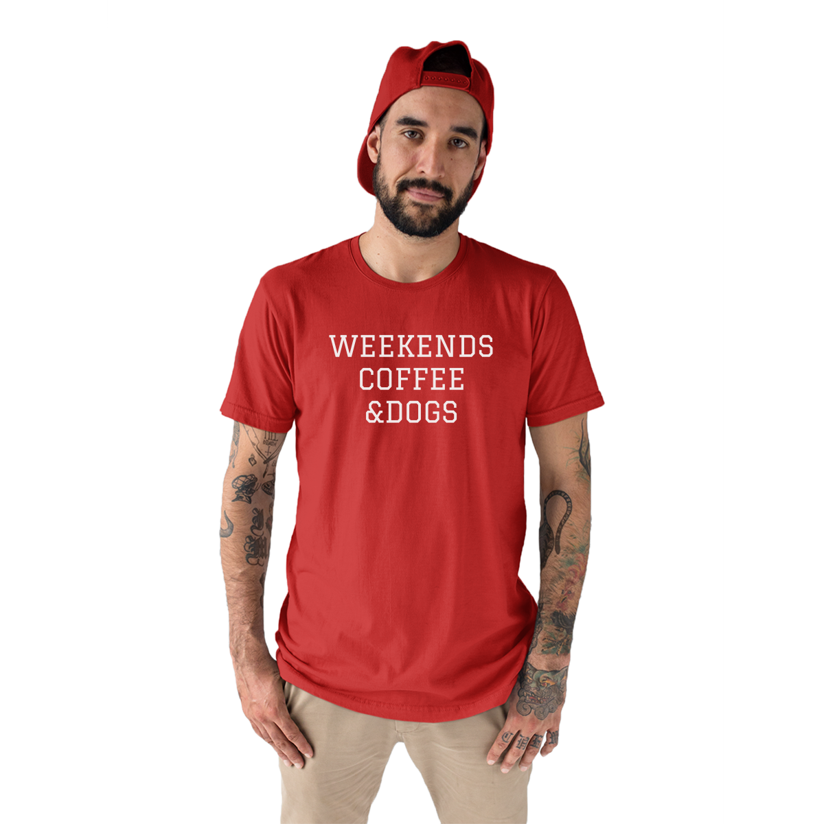 Weekends Coffee & Dogs Men's T-shirt | Red