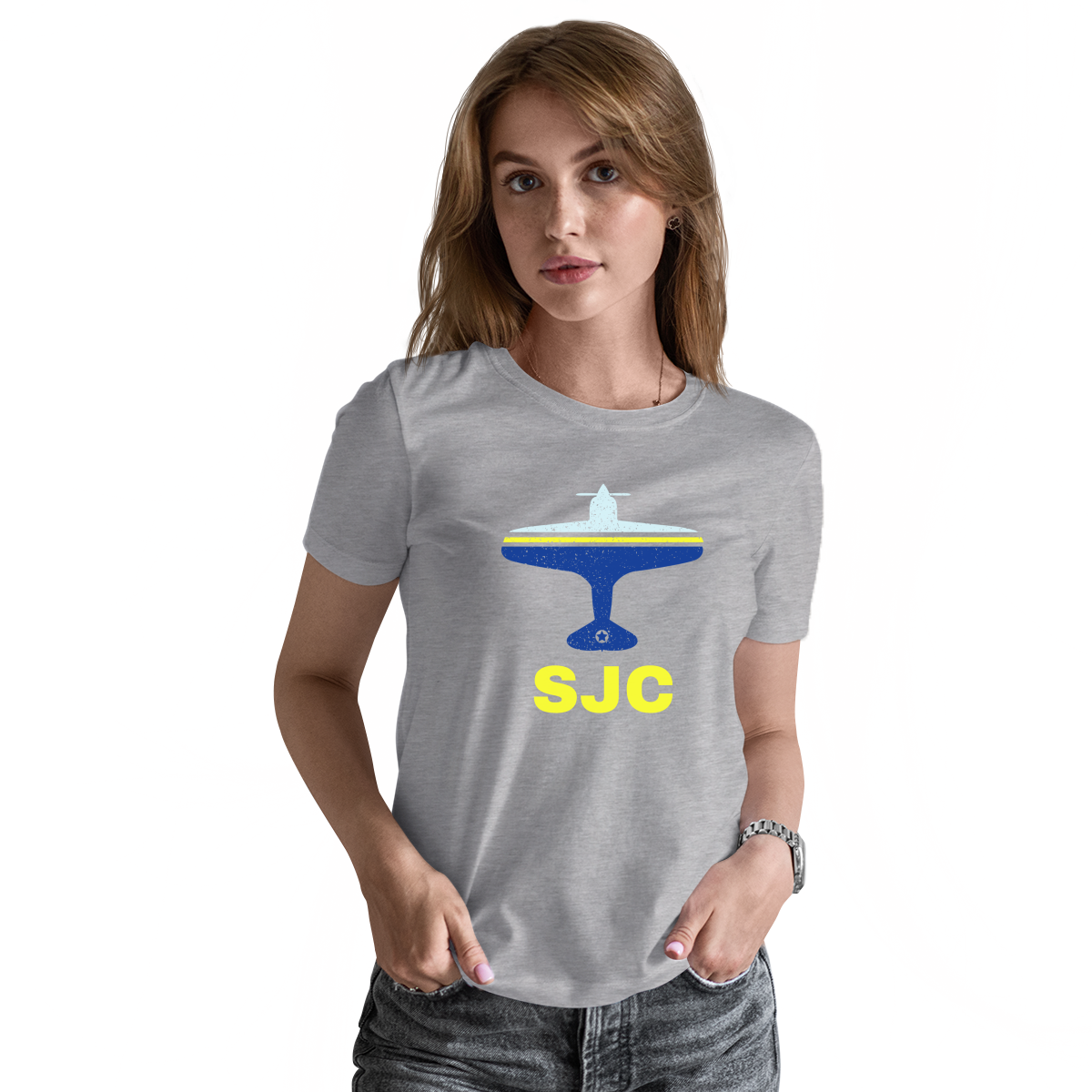 Fly San Jose SJC Airport Women's T-shirt | Gray