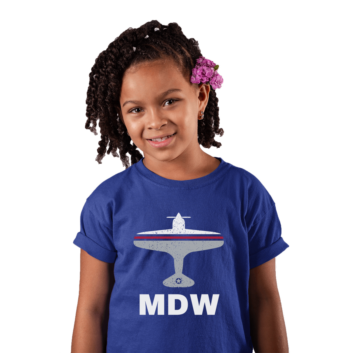 Fly Chicago MDW Airport Kids T-shirt | Blue