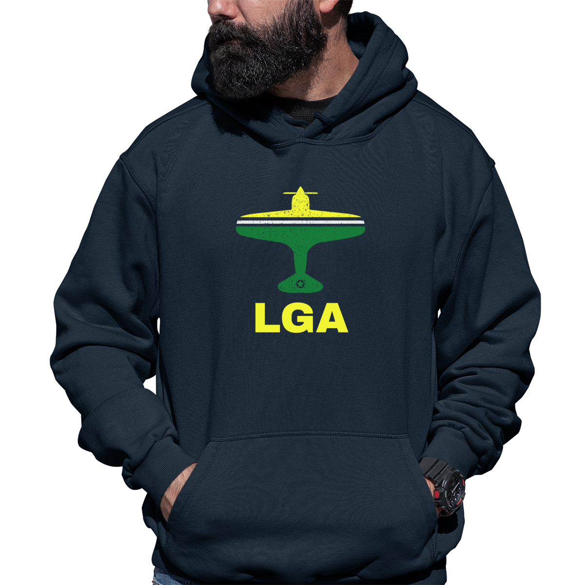 Fly New York LGA Airport Unisex Hoodie | Navy