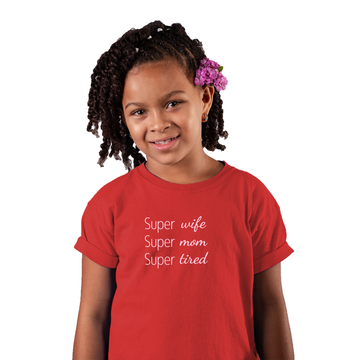 Super Mom Super Wife Super Tired Kids T-shirt | Red