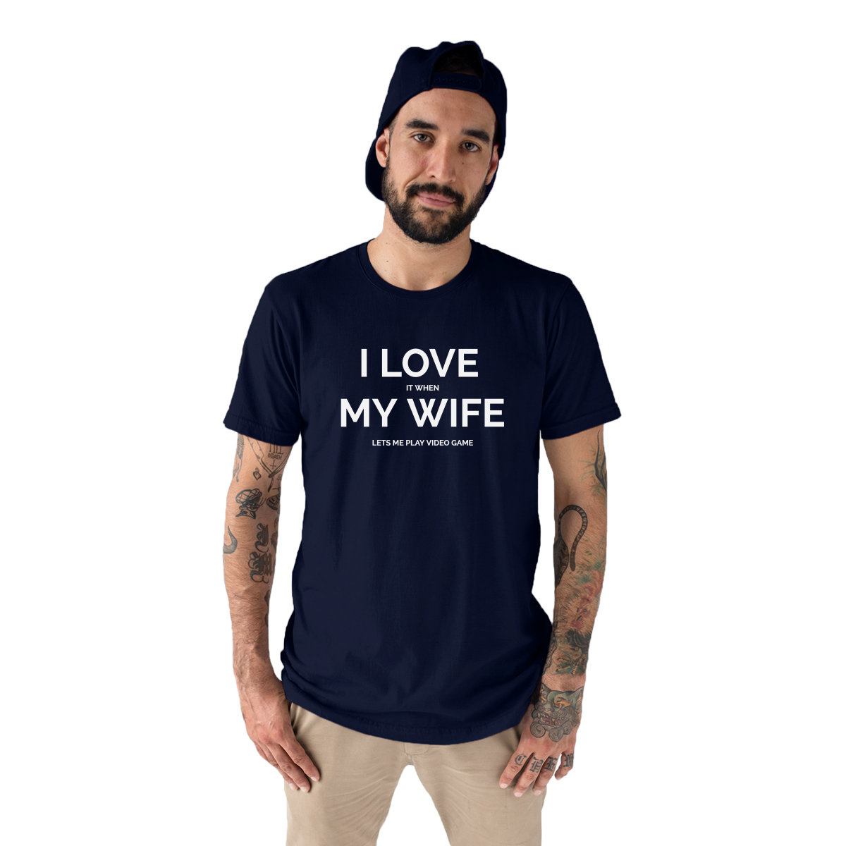 I Love it When My Wife Lets Me Play Video Games Men's T-shirt | Navy