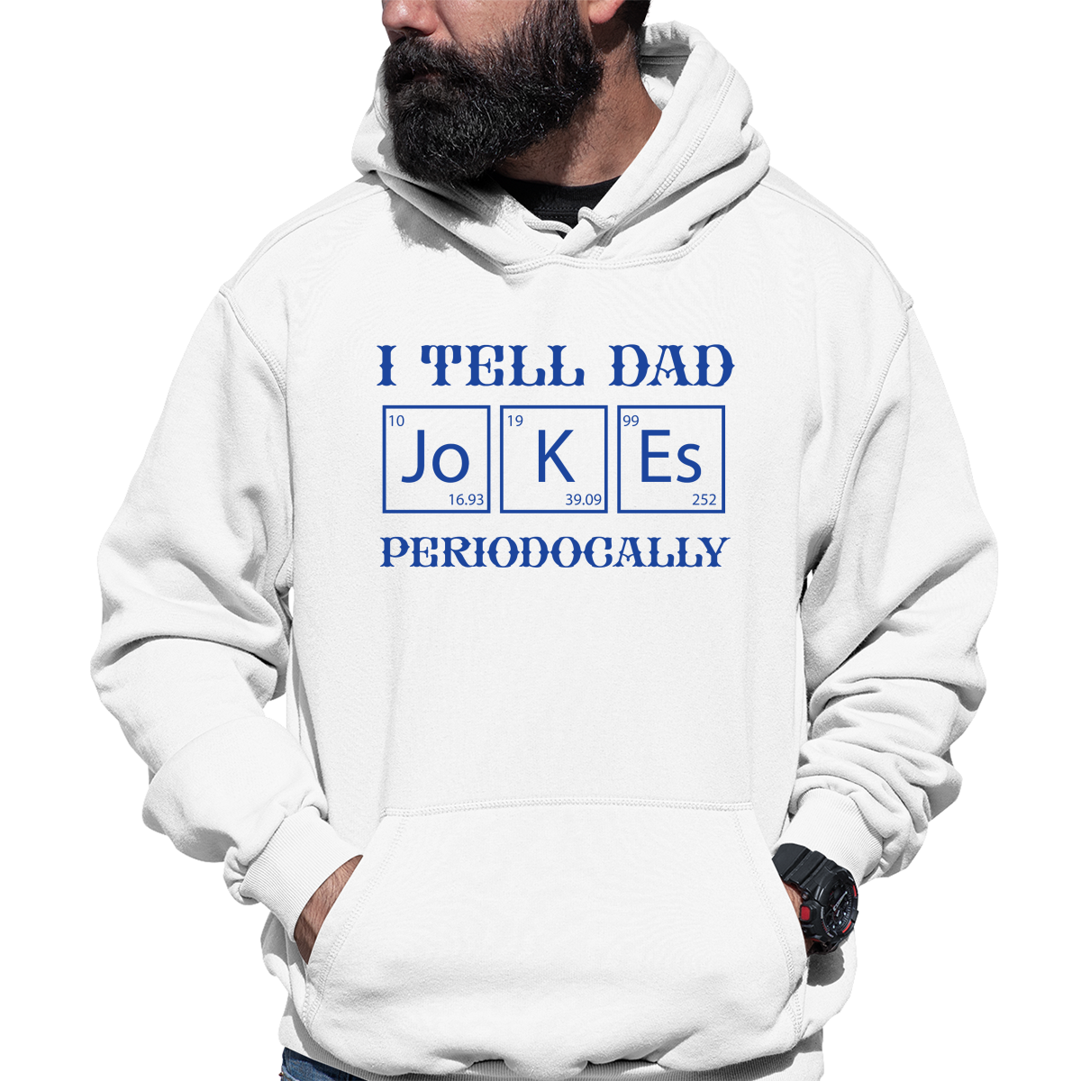 I Tell Dad Jokes Periodically Unisex Hoodie | White