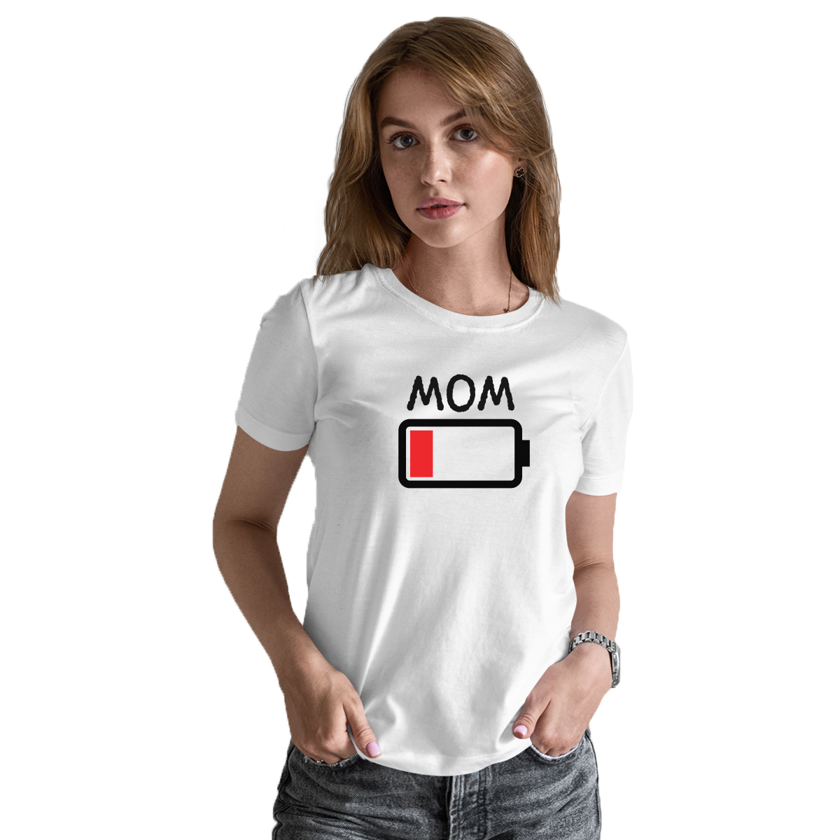 Low Battery Mom Women's T-shirt | White