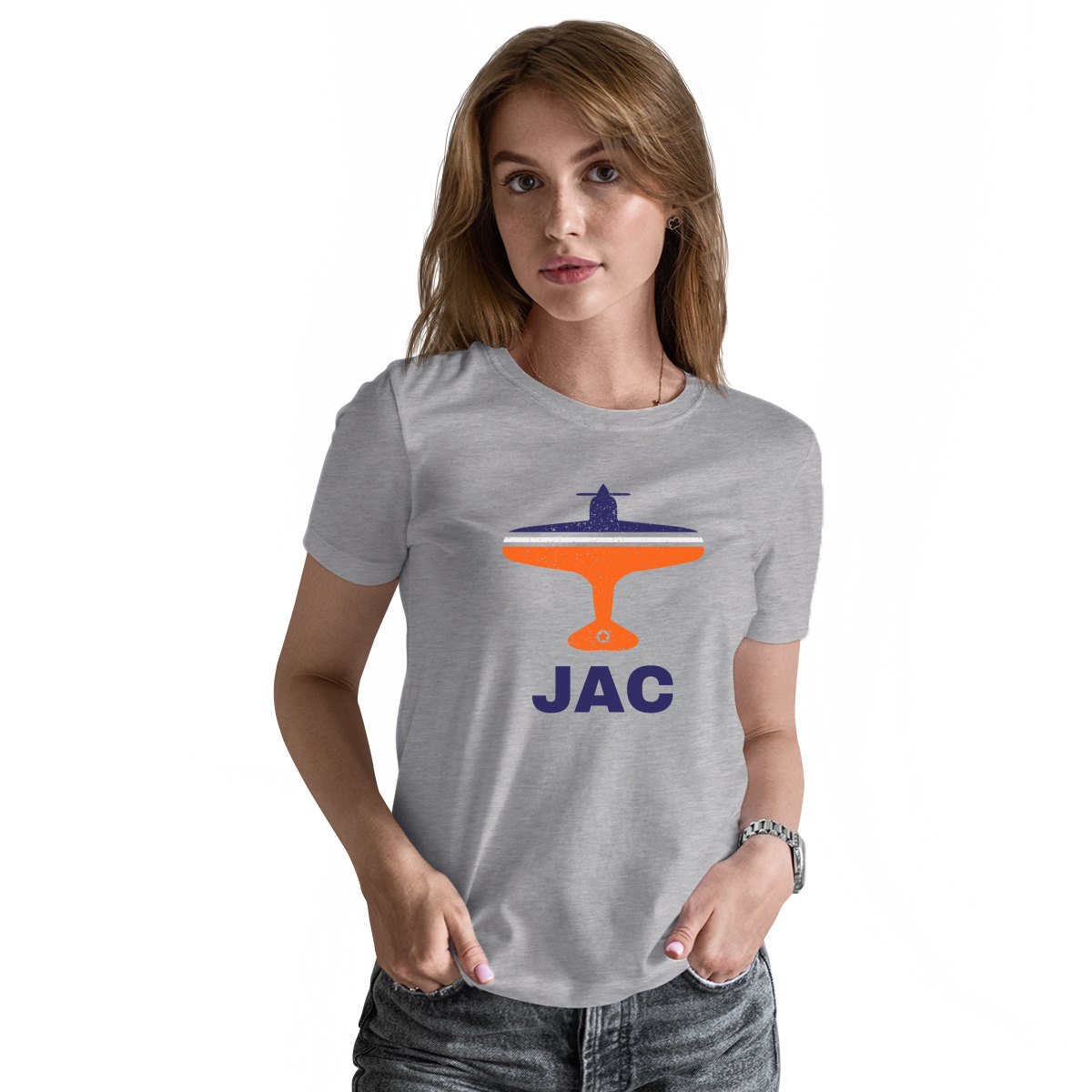 Fly Jackson Hole JAC Airport Women's T-shirt | Gray