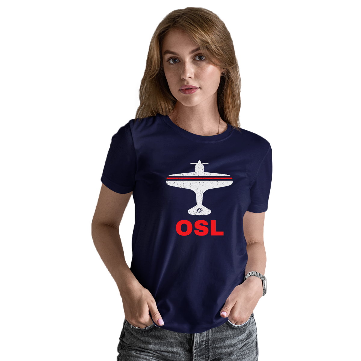 Fly Oslo OSL Airport  Women's T-shirt | Navy