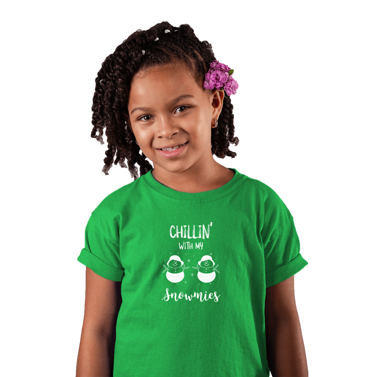 Chillin' With My Snowmies Kids T-shirt | Green
