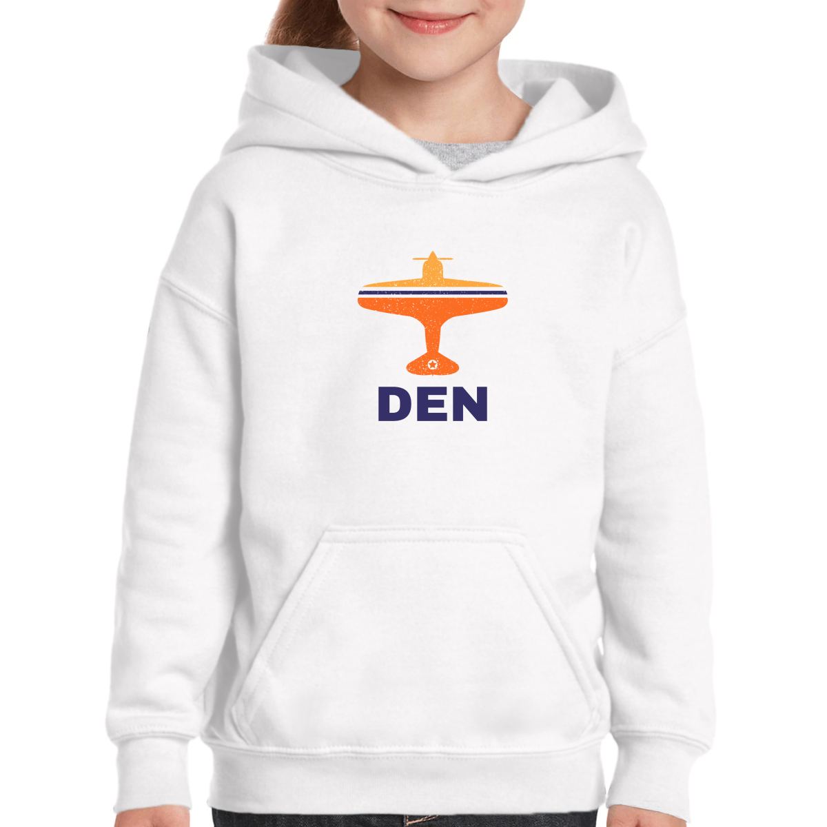 Fly Denver DEN Airport Kids Hoodie | White