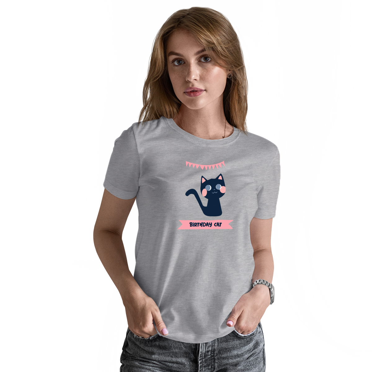 Birthday Cat Women's T-shirt | Gray