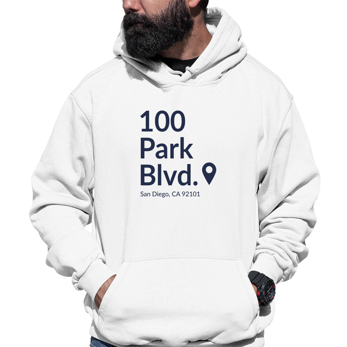 San Diego Baseball Stadium Unisex Hoodie | White