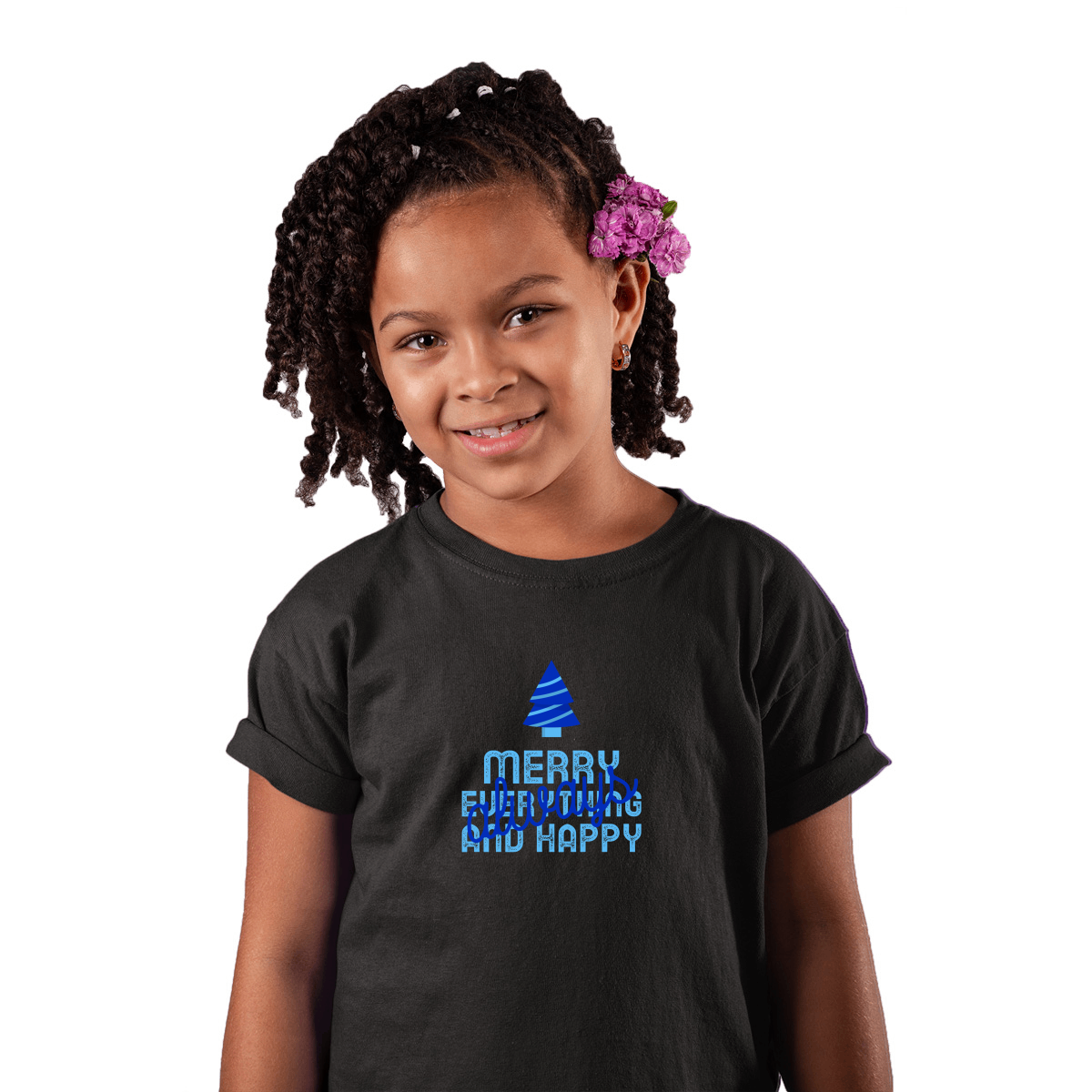 Always Merry Everything and Happy Kids T-shirt | Black