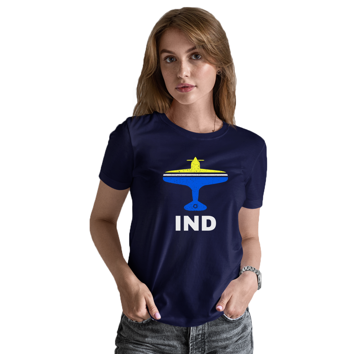 Fly Indianapolis IND Airport Women's T-shirt | Navy