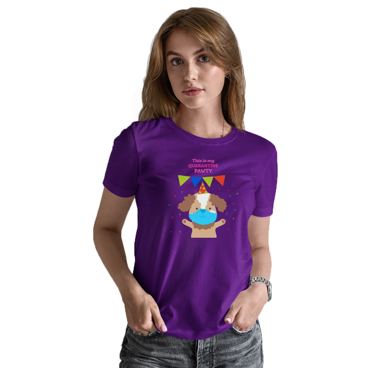 This is my quarantine pawty  Women's T-shirt | Purple