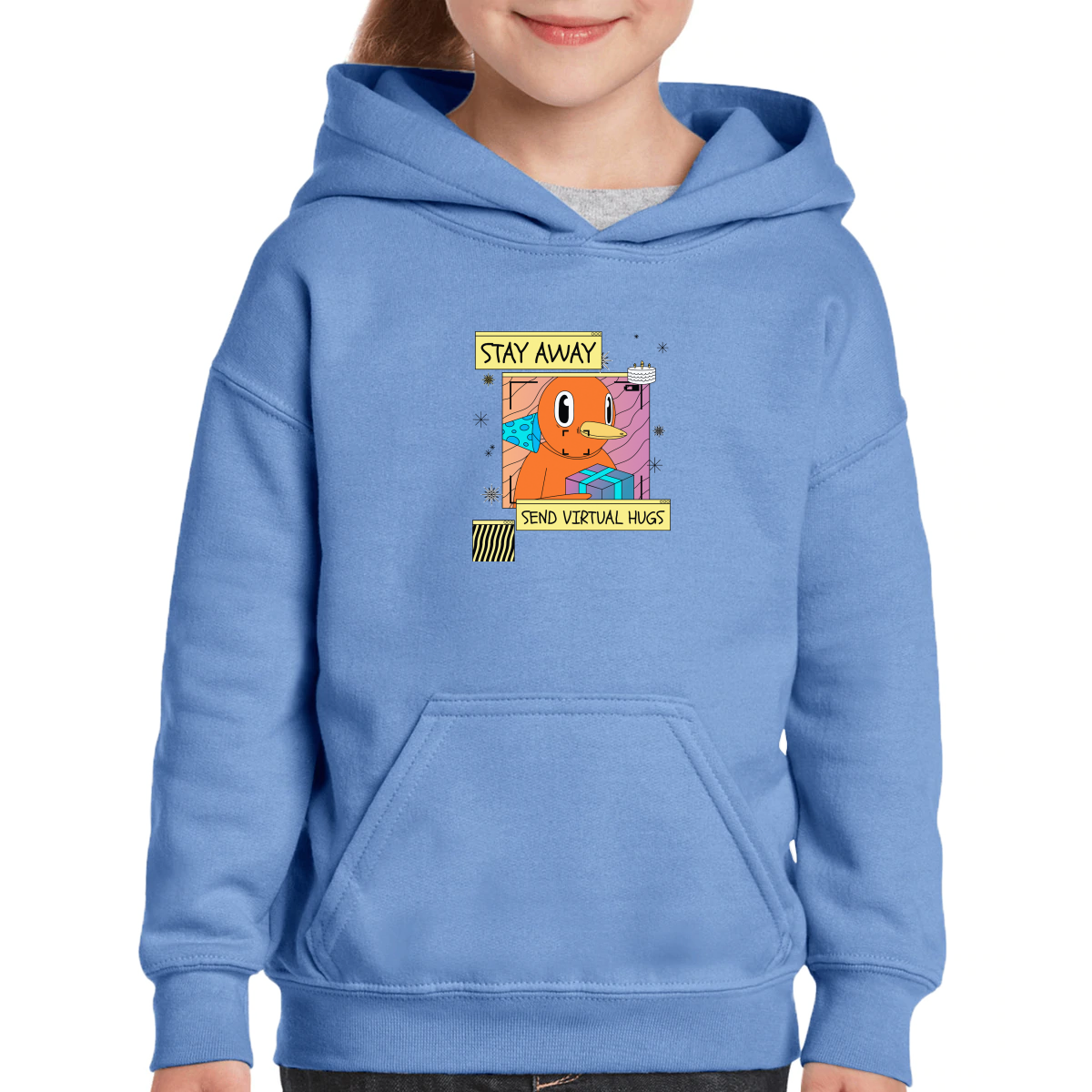 Stay Away Send Virtual Hugs Kids Hoodie | Blue