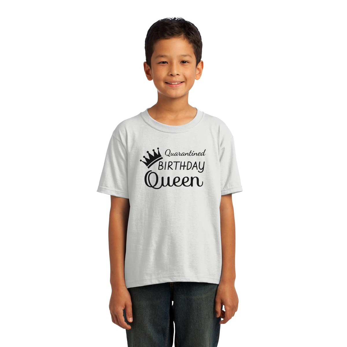 Quarantined Birthday Queen Kids T-shirt | White