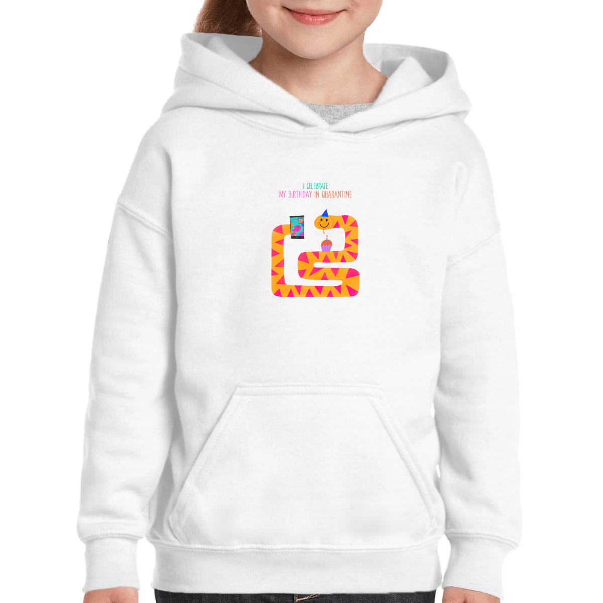 I celebrate my birthday in quarantine Kids Hoodie | White