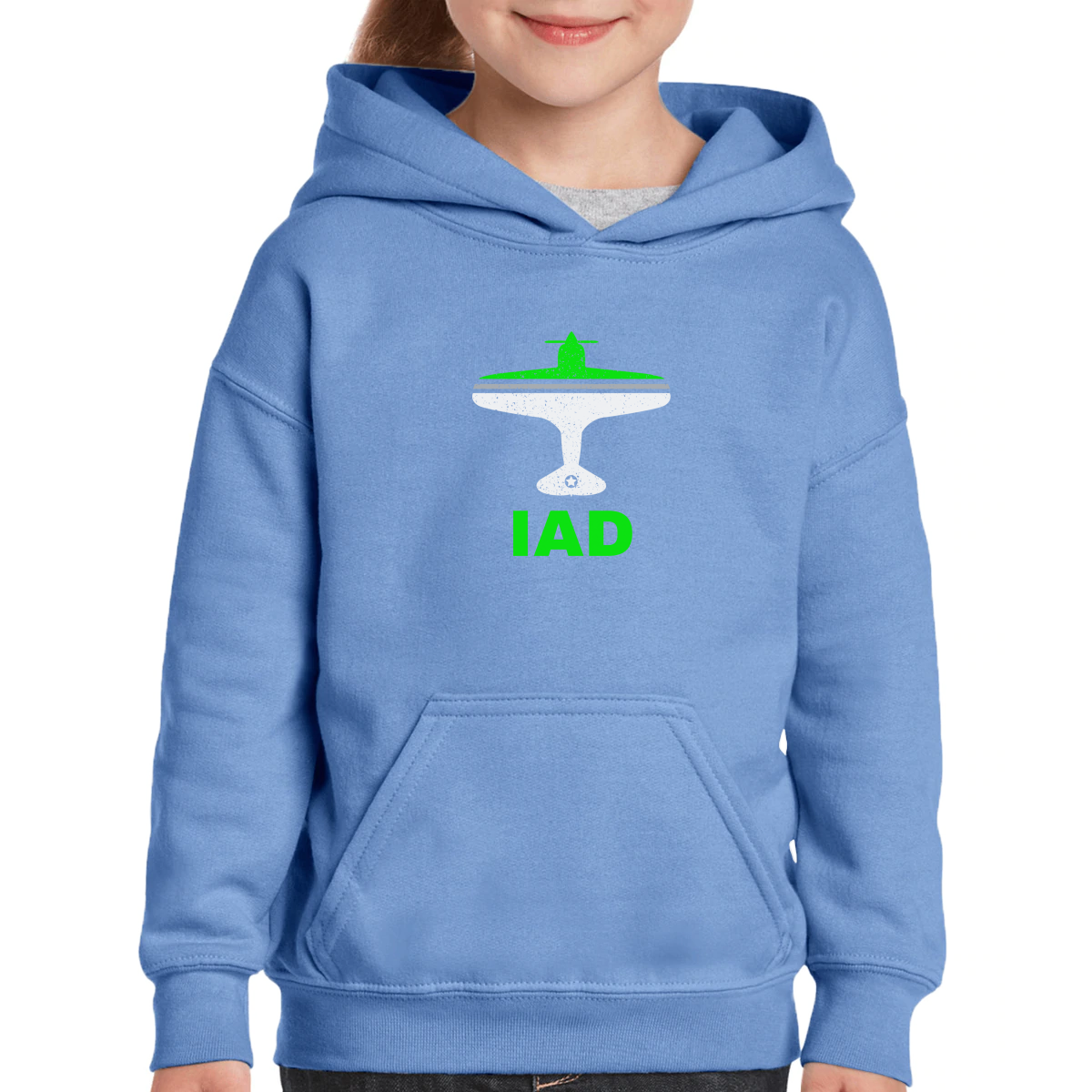 Fly Washington D.C. IAD Airport Kids Hoodie | Blue