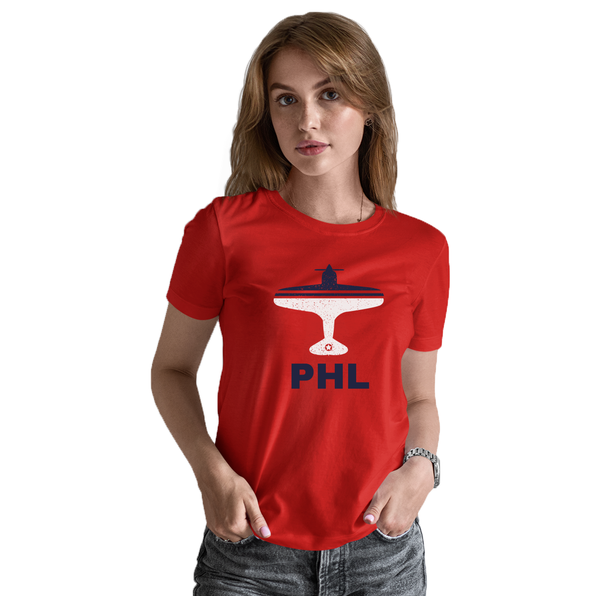 Fly Philadelphia PHL Airport Women's T-shirt | Red