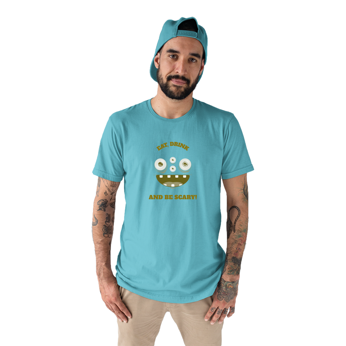 Eat, Drink and Be Scary! Men's T-shirt | Turquoise