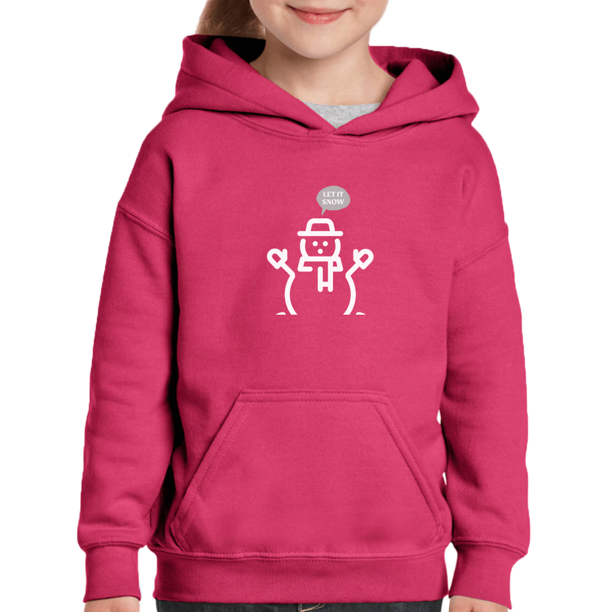 Let It Snow and Give Me a Cold Hug Kids Hoodie | Pink