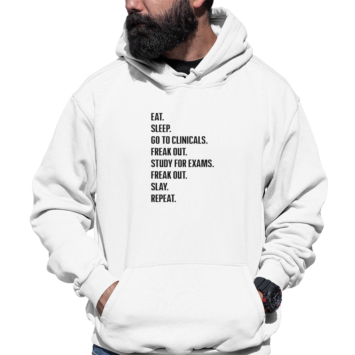 Nursing Student Routine Unisex Hoodie | White