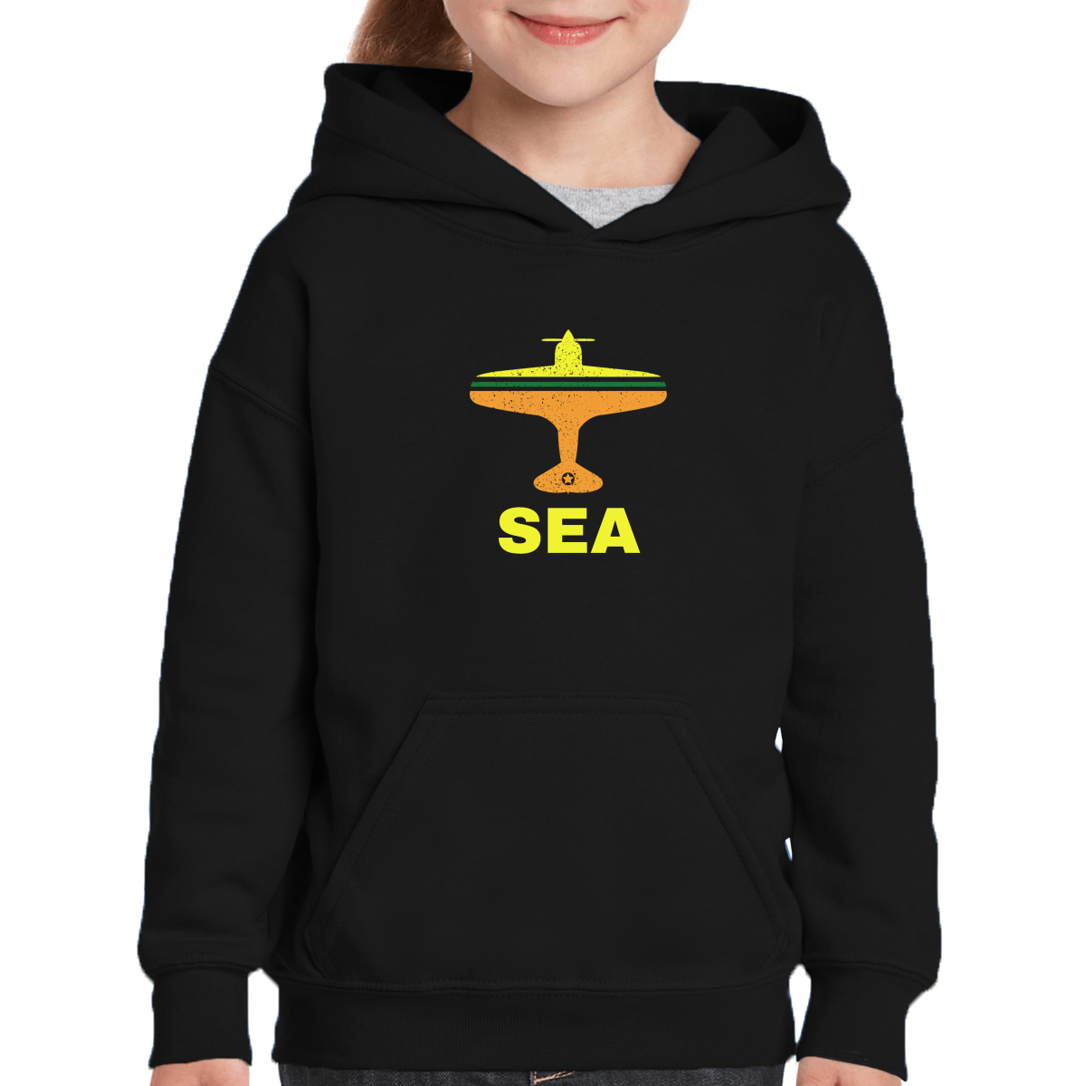 Fly Seattle SEA Airport Kids Hoodie | Black