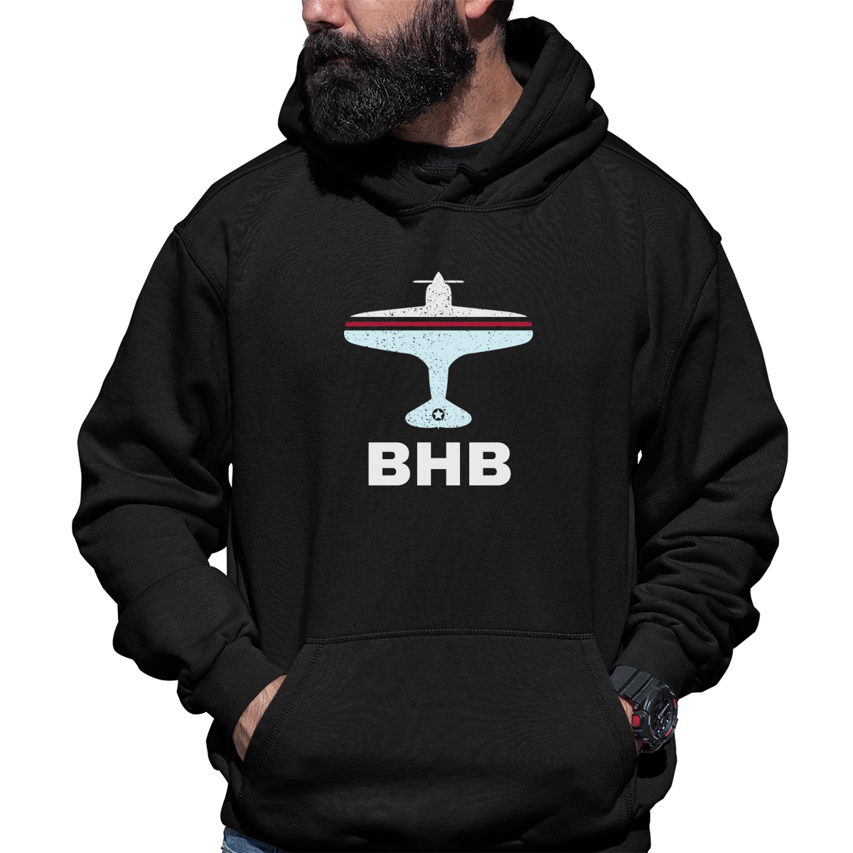 Fly Bar Harbor BHB Airport Unisex Hoodie | Black