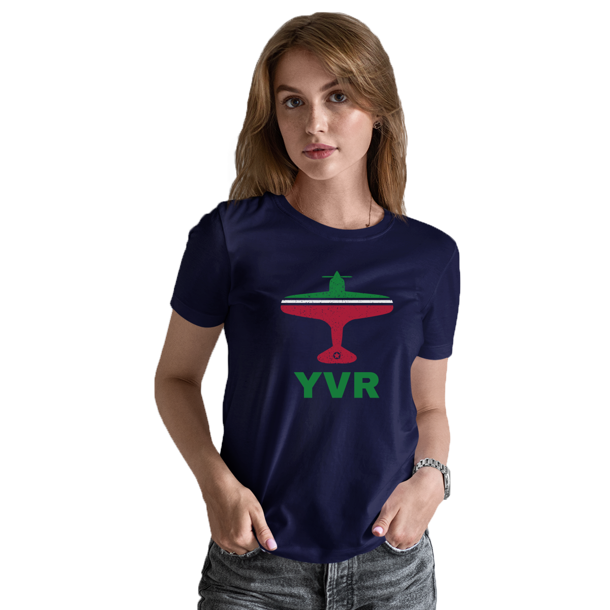 Fly Vancouver YVR Airport Women's T-shirt | Navy