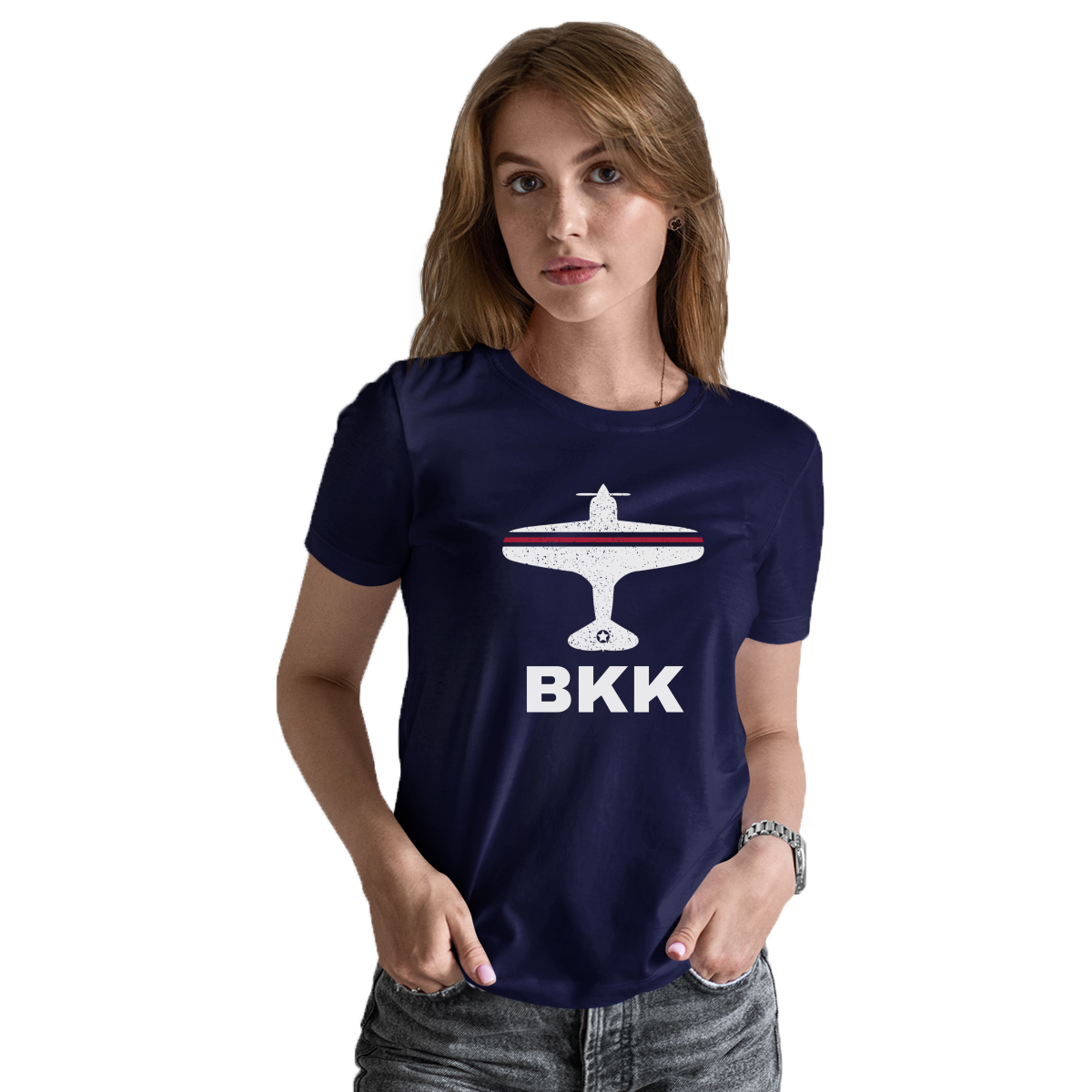 Fly Bangkok BKK Airport Women's T-shirt | Navy