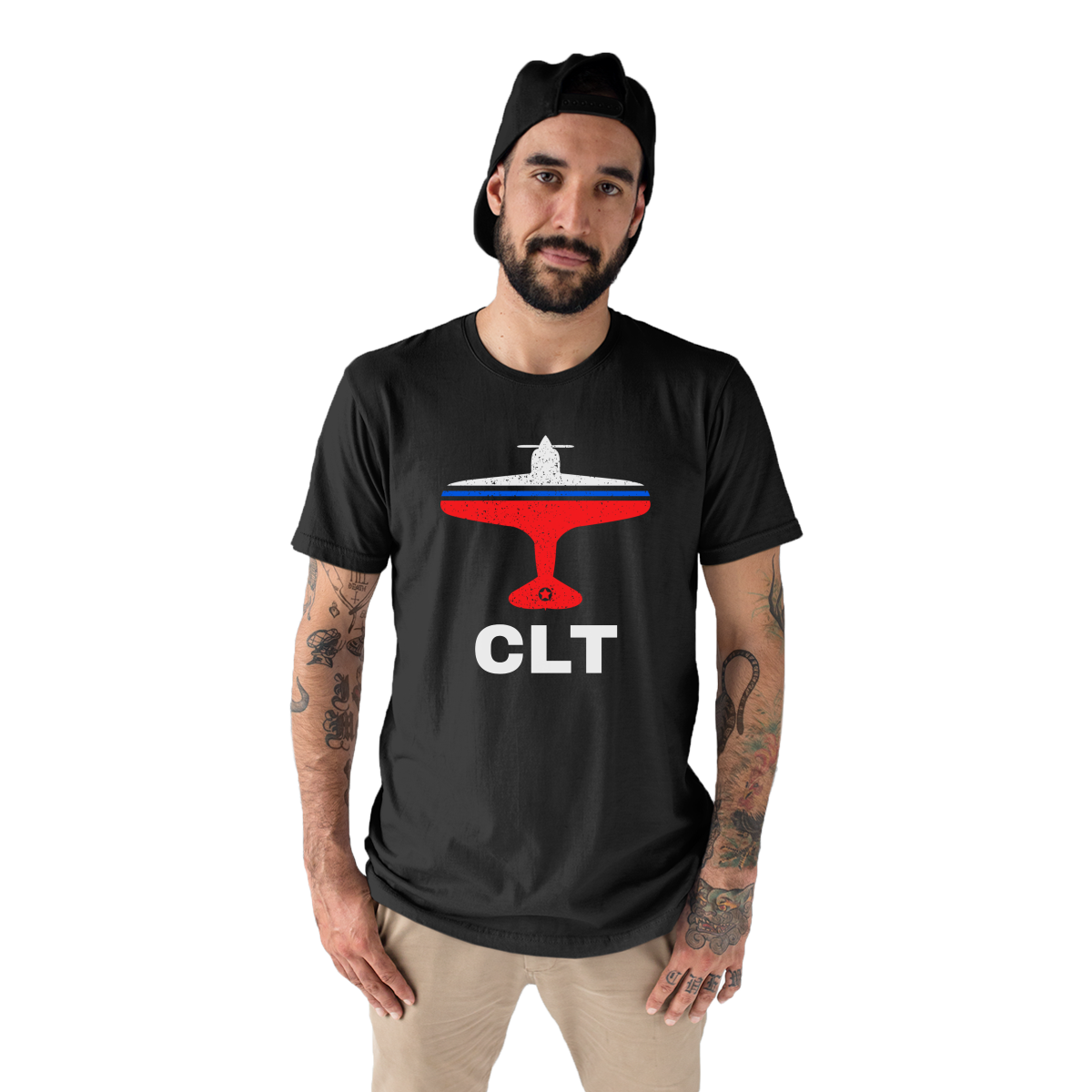 Fly Charlotte CLT Airport Men's T-shirt | Black