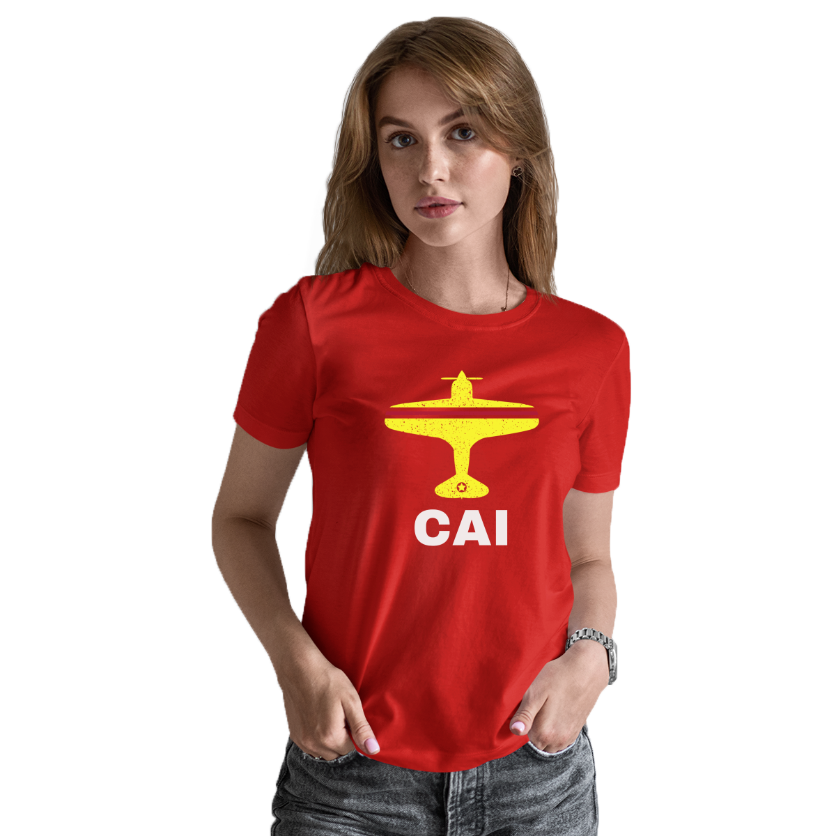 Fly Cairo CAI Airport Women's T-shirt | Red