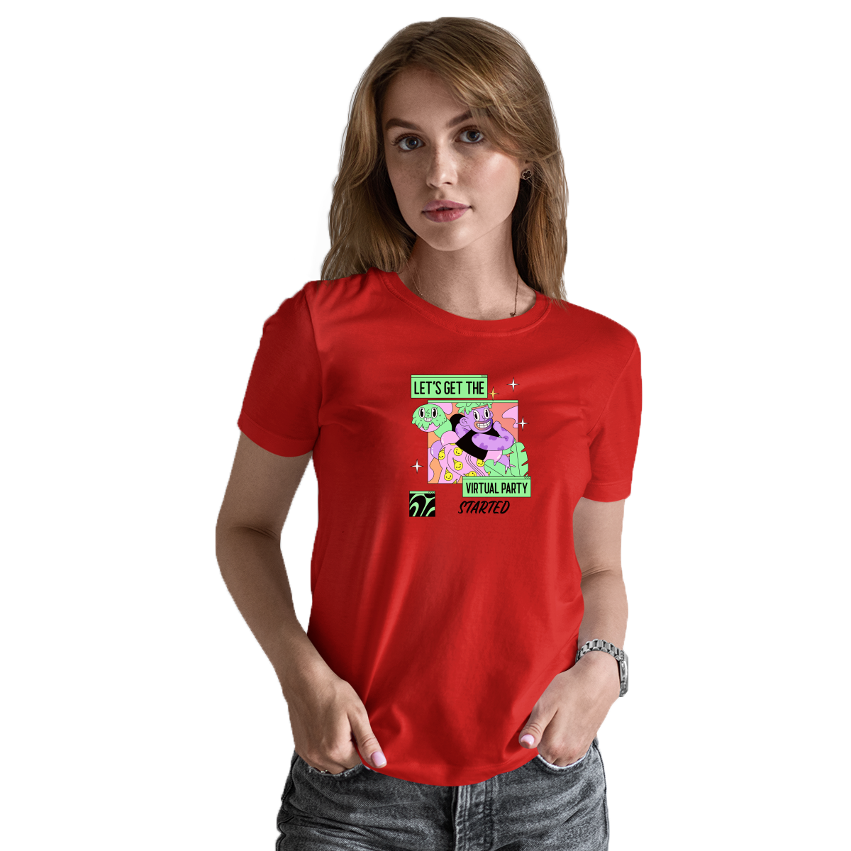 Let's get the virtual party started Women's T-shirt | Red